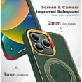 thumbnail image 6 of for iPhone 15 Case Leather Business iPhone 15 Case with Magnetic Invisible Ring Stand Compatible with Mag-Safe Military Grade Protection Classic Luxury Slim Phone Cases for Women Men,Green, 6 of 7