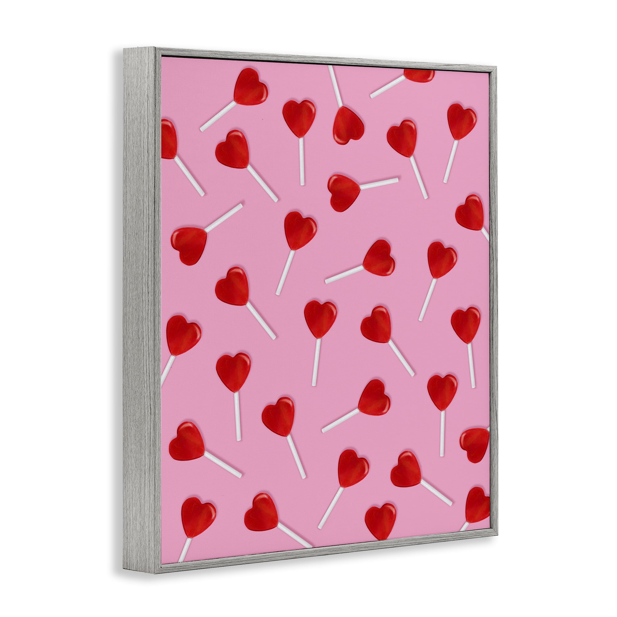 Stupell Industries Heart Lollipop Pattern Gray Framed Giclee Art, design by LISH Creative