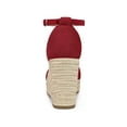 thumbnail image 2 of BLISSFUL STEP Women's Espadrille Platform Ankle Strap Wedge Heels Sandals Red (Size 8.5), 2 of 7