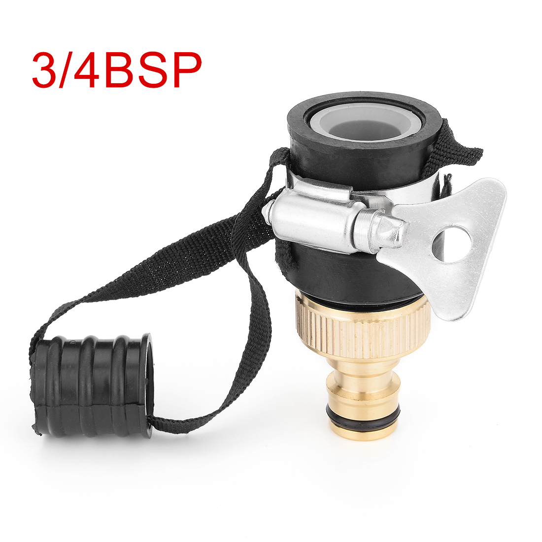 3/4BSP Car Washing Brass Spray Hose Nozzle Adapter Connector Black
