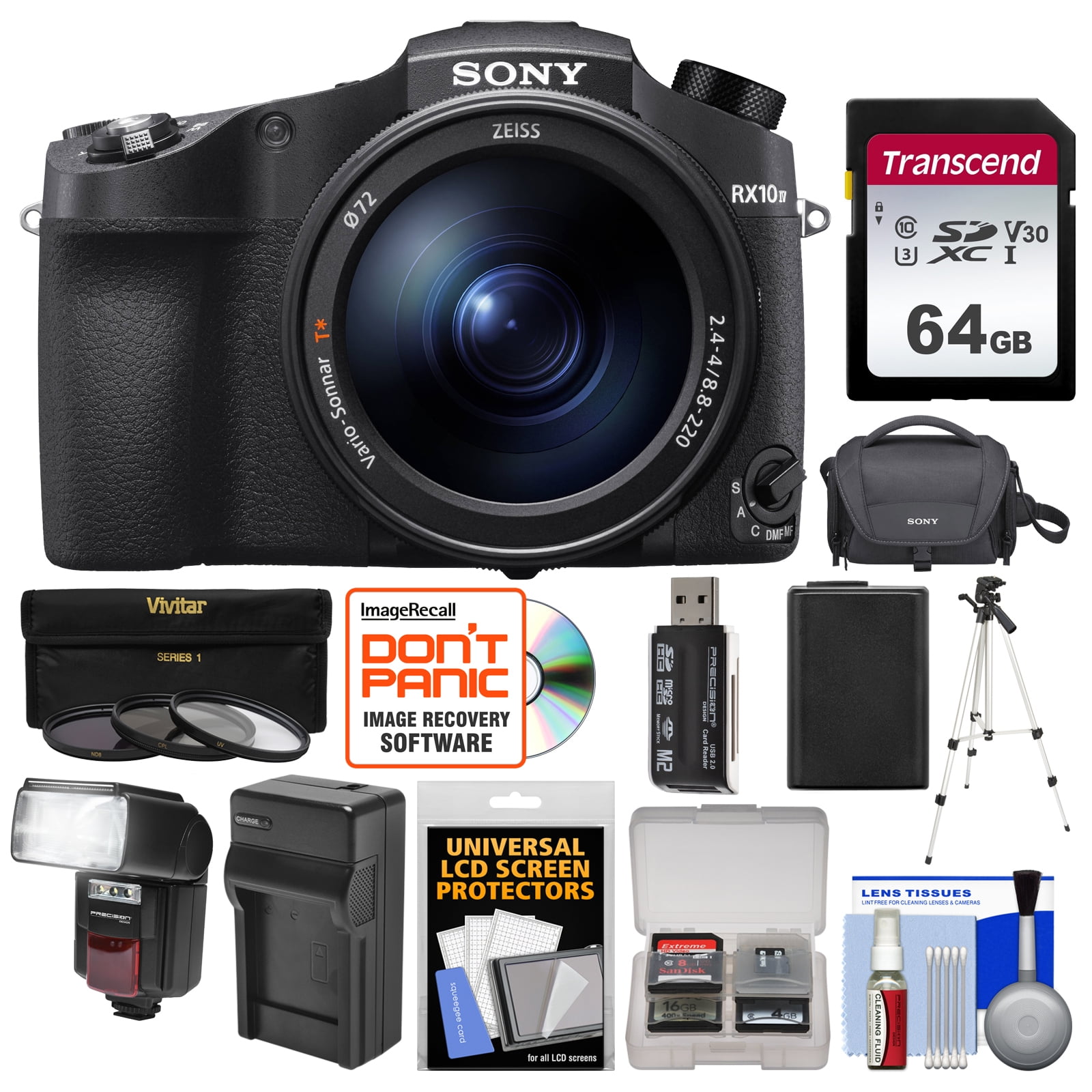 Sony CyberShot DSCRX10 IV 4K WiFi Digital Camera with 64GB Card