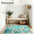 thumbnail image 3 of ODIKA 3'x5' Machine Washable Non-Slip Area Rug, Floral Cherry Blossom with Artistic Branch High Traffic Rug with Pad, Blue, 100593, 3 of 8