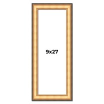 9x27 Frame Gold Plein Aire Solid Wood Picture Frame Width 2 Inches | Interior Frame Depth 0.5