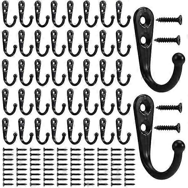 40pack Black Hooks Wall Hooks Clothes Hooks Robe Hook Towel Hook Hat Hook