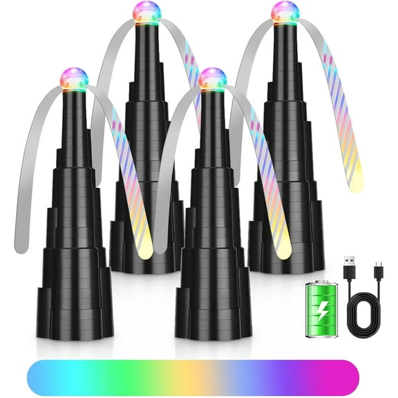 4-Pack Rechargeable Fly Fans for Tables, With LED Light, Safe & Foldable Indoor Outdoor Fly Fan for Dining, Parties & Picnics