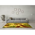 thumbnail image 3 of Ahgly Company Machine Washable Indoor Round Abstract Yellow Modern Area Rugs, 3' Round, 3 of 4