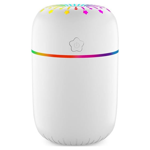 Bewildely Humidificador de aire, difusor USB de viaje de 300ml con decoración de luz nocturna colorida, generador de niebla, rociador interior Humidificadores Tipo 2 Blanco