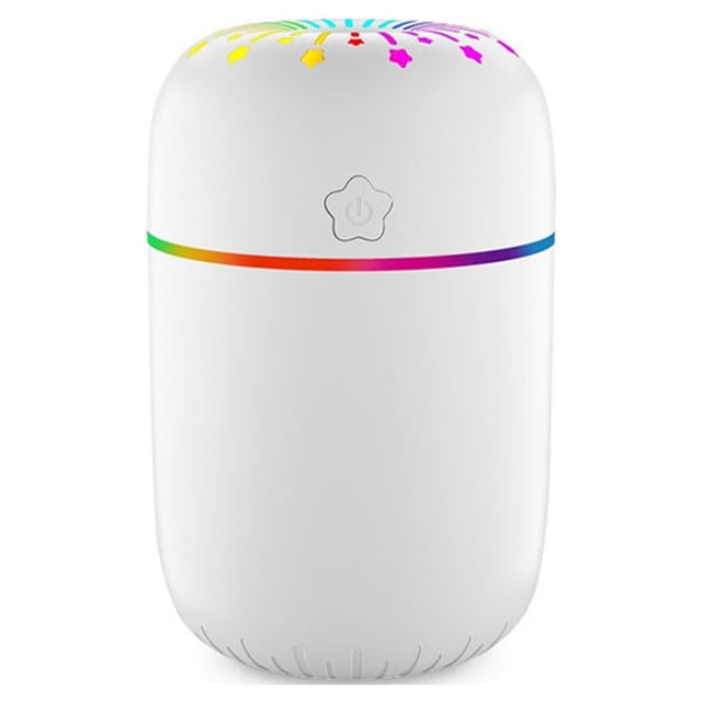 Bewildely Humidificador de aire, difusor USB de viaje de 300ml con decoración de luz nocturna colorida, generador de niebla, rociador interior Humidificadores Tipo 2 Blanco