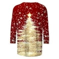 thumbnail image 4 of Women's Shirt 3/4 Sleeve Plus Size Christmas Tree Print Crewneck T-Shirt Soft Breathable Loose Fit Tops Casual Holiday Party Tunic Tee, 4 of 5