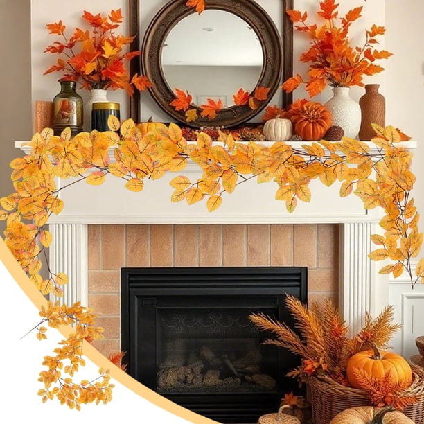 Herunwer 170cm Halloween Thanksgiving Maple Leaf Vines Field Decoration Artificial Simulated Maple Leaves Home Decoration