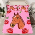 thumbnail image 2 of Feelyou Cartoon Horse Teens Twin Sheet Sets, Kawaii Farmhouse Animal Twin Fitted Sheet, Romantic Rose Flower Flat Sheet, Breathable Home Decor, 3 Pieces, 2 of 7