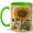 Green, variant on Vintage Sunflower Coffee Mug, Botanical Yellow Flower Illustration Design, 11 oz Ceramic Cup