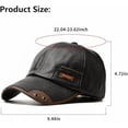 thumbnail image 2 of Men's Warm Leather Baseball Cap with Fleece Lining - Windproof, Adjustable Fit for Ultimate Comfort - Perfect for Fall and Winter Outdoor Activities, 2 of 6