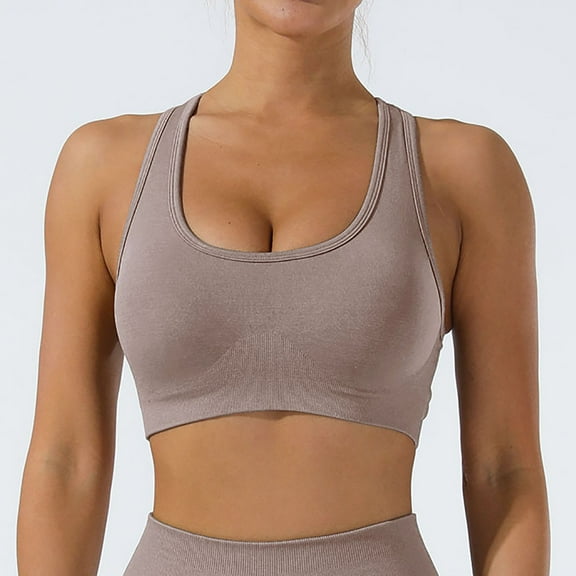 Jwputqe Sports Bras for Women,Sports Bra,Breathable,Quick Drying,Solid,Polyester,Spandex,Beige,L(US:4)