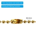 thumbnail image 2 of Uxcell 2.4mmx10cm Beaded Ball Chain, 150pcs Stainless Steel Pull Chain Extension with Connectors, Gold Tone, 2 of 6