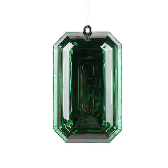 Vickerman 8" Dark Green Rectangle Jewel Glitter Ornament. Includes 2 pieces per bag.