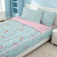 thumbnail image 2 of Erosebridal Cartoon Rainbow Zipper Full Size Comforter Sets with Fitted Sheet and 2 Pillowcases, Kawaii Love Heart Zipper Bedding Set, Pink Reversible, Mint Rainbow, Pink Reversible, 2 of 7
