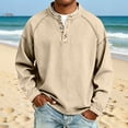 thumbnail image 4 of COSFO Denim Men's Tshirts Fall Vintage Long Sleeve Shirts Pullover Henley Loose Fit Solid Button Men's Shirts, 4 of 6
