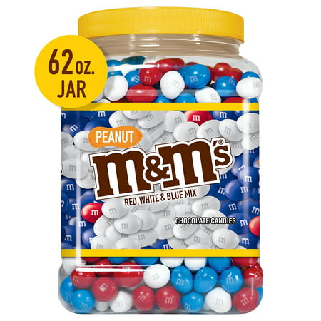 M&M'S Red, White & Blue Patriotic Peanut Chocolate Candy Limited Edition Jar (62