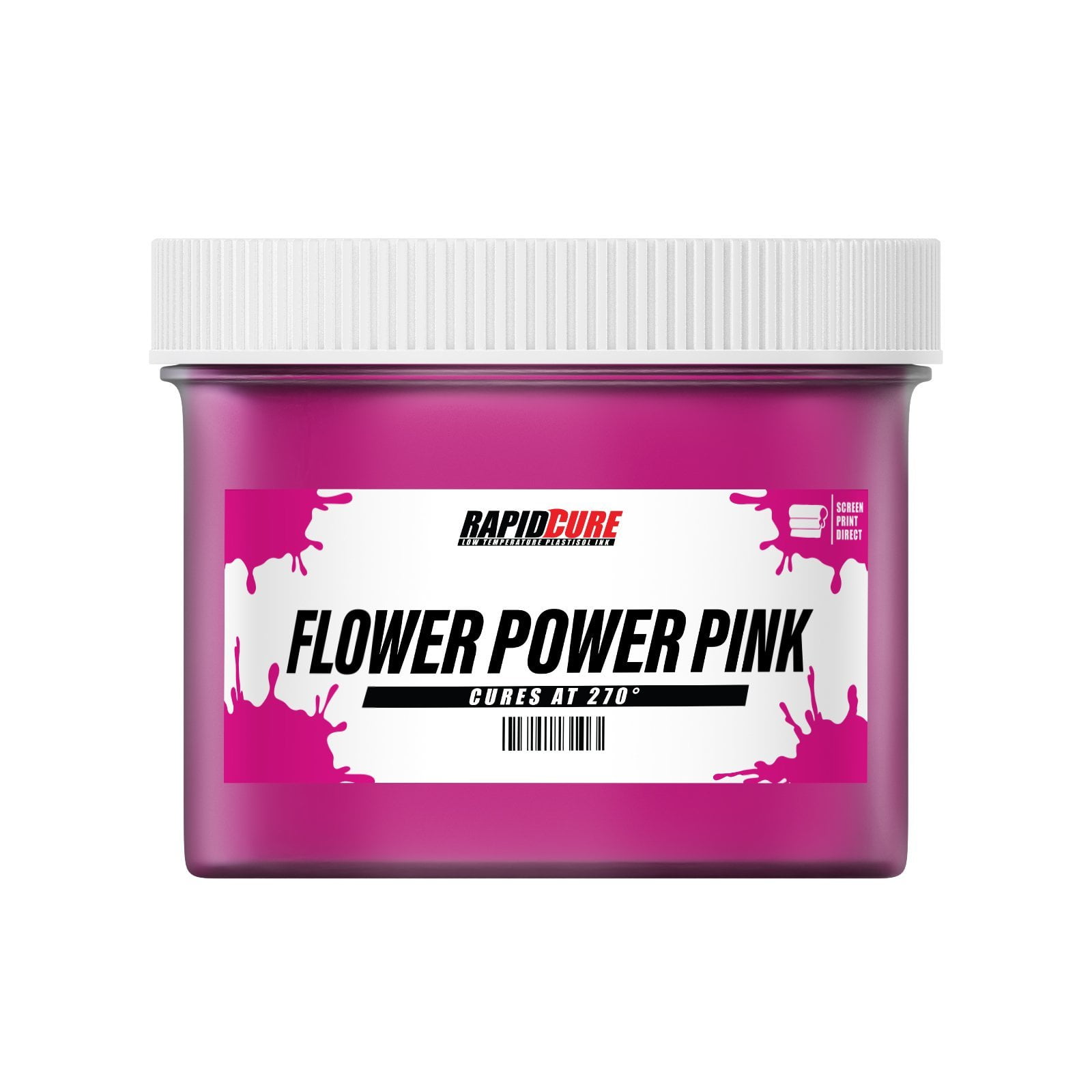 Rapid Cure Flower Power Pink Plastisol Ink for Screen Printing Low Temperature Fast Curing Ink by Screen Print Direct 8 oz.