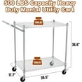 thumbnail image 2 of Lumiparty Heavy Duty 2-Tier Wire Rack Cart On Wheels, Commercial Grade Rolling Utility Cart for Kitchen Pantry Steel Frame with Handle & Shelves, Silver, 2 of 7