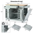 thumbnail image 3 of DTTRA 47" Kitchen Island with Hidden Trash Can Storage Cabinet, Rubber Wood Top Rolling Kitchen Cart on 5 Wheels with Power Outlet, 3 Drawers & Open Side Racks, Ideal for Home and Dining Room, Blue, 3 of 9