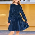 thumbnail image 2 of NIEWTR Girls Christmas Santa Dress Fancy Xmas Sequined Pompoms Tutu Mesh Skirt Long Sleeve Layered Tulle Dress 2-13Y Vintage Dresses Fall Winter 2024(Blue,12-13 Years), 2 of 6