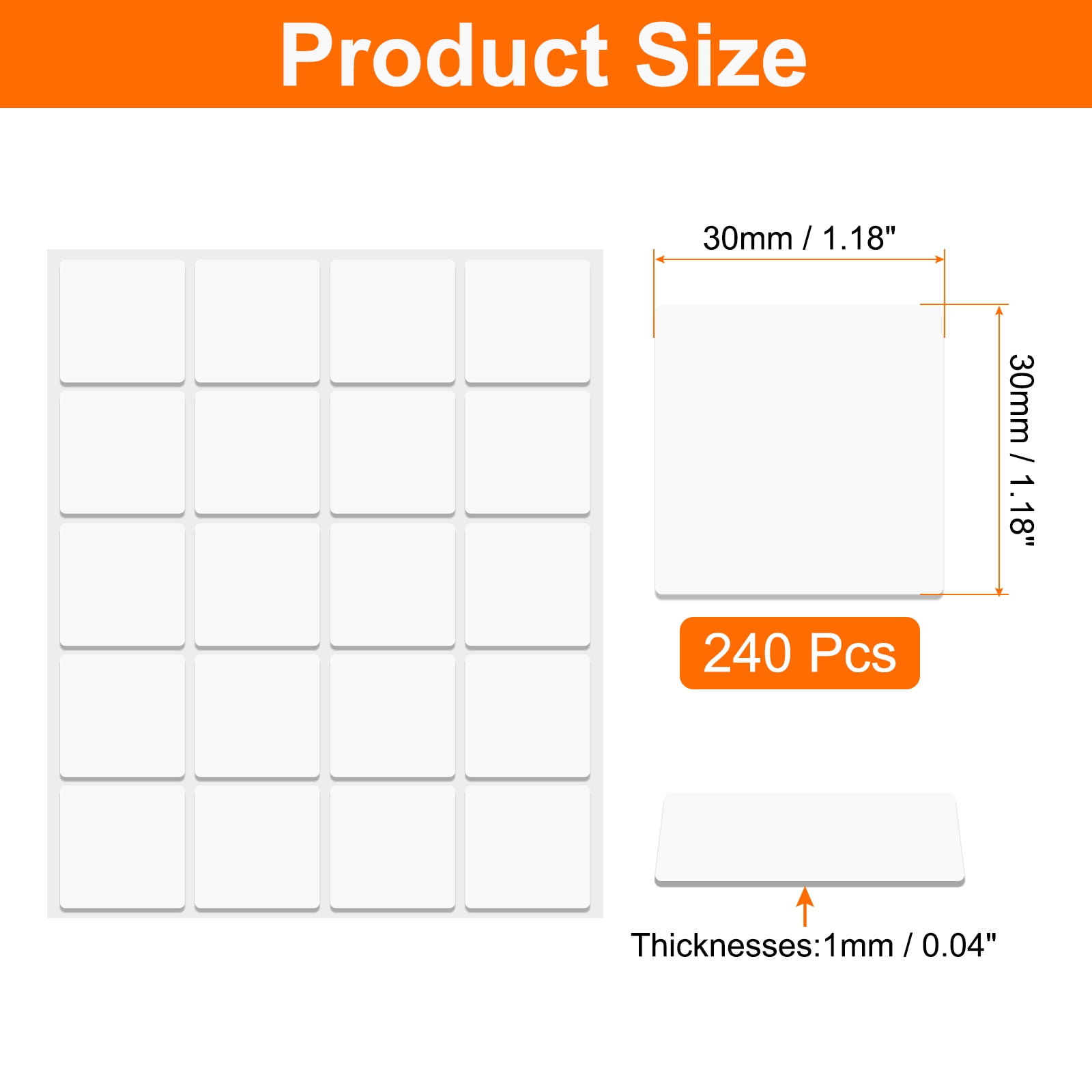 Uxcell 240pack Double Sided Sticky Tape Dots, Two Sided Dots, Square Clear Mounting Adhesive Dot, 30 x 30 x 1.0 mm