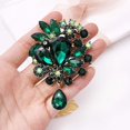 thumbnail image 3 of Vintage boda nupcial azul grande cristal Rhinestone lágrima broche Pin para mujer verde 54*75mm, 3 of 5