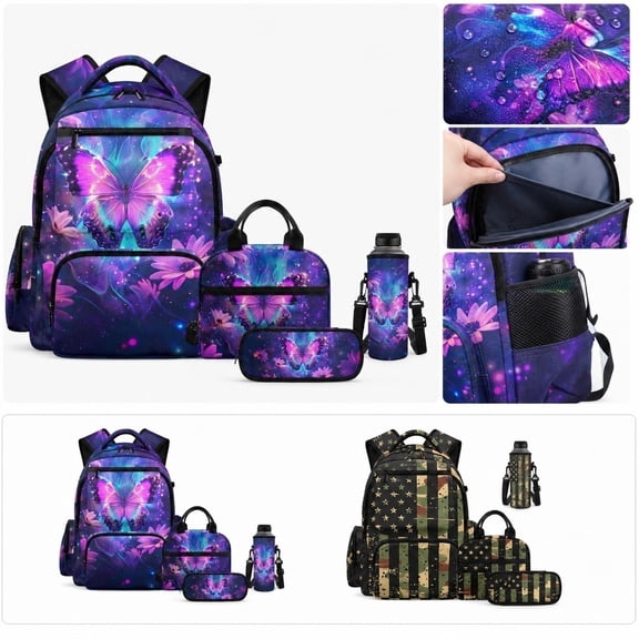 School Backpack - 4Pcs Backpack Set Cute Bookbag Middle School Backpacks for Teen Bookbag School Bags 4 Set