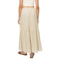 thumbnail image 3 of Cali1850 Women's XS~XL Lined Tiered Elastic Waist Linen Flare Maxi Skirt, 3 of 7