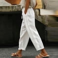 thumbnail image 4 of Women Fashion 2026 Casual Lightweight Drawstring Elastic Waist Pants With Pockets White 1 S, 4 of 6
