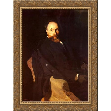Portrait of Don Aureliano de Beruete 20x24 Gold Ornate Wood Framed Canvas Art by Sorolla y Bastida, Joaquin