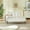 Beige, variant on YWEN 55" Inch Width Modern End of Bed Bench, Leather Upholstered Futon Sofa Couch with Back & 360° Swivel Side Table for Small Spaces Living Room, Entryway Ottoman Bench for RV Office