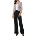 thumbnail image 3 of INSPIRE CHIC Women's Tweed Blazer Stand Collar Cropped Open Front Jacket S Brown, 3 of 7