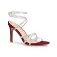 thumbnail image 1 of BLISSFUL STEP Women's Rhiness Strappy Stiletto Heels Sandals Burgundy 9, 1 of 7
