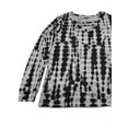 thumbnail image 2 of Womens Grey and Black Tie Dye Print V Neck Long Sleeve Shirt Top Sweater S, 2 of 2