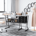 thumbnail image 4 of MoNiBloom Sewing Machine Table with Fold-Down Top, Height Adjustable Platform Craft Table with Storage Shelves & Drawers, White, 4 of 9