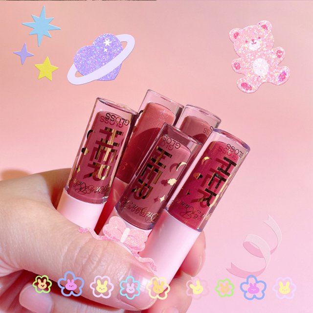 Brillo De Labios Espejo Labial Glaseado Agua Bonito Multicolor INS Moda Hidratante Tentación