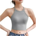 thumbnail image 2 of Tank Tops for Women with Built in Bra Solid Color Base Chest Wrapped Tank Top Gray S, 2 of 6