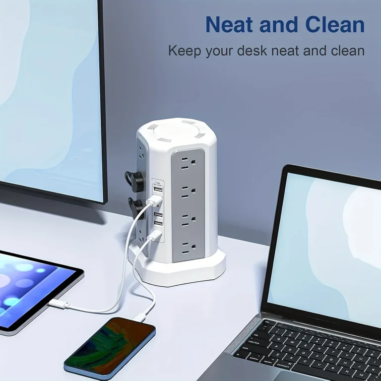 Extension Cord With Multiple Outlets Tower Power Strip Flat Plug With ...