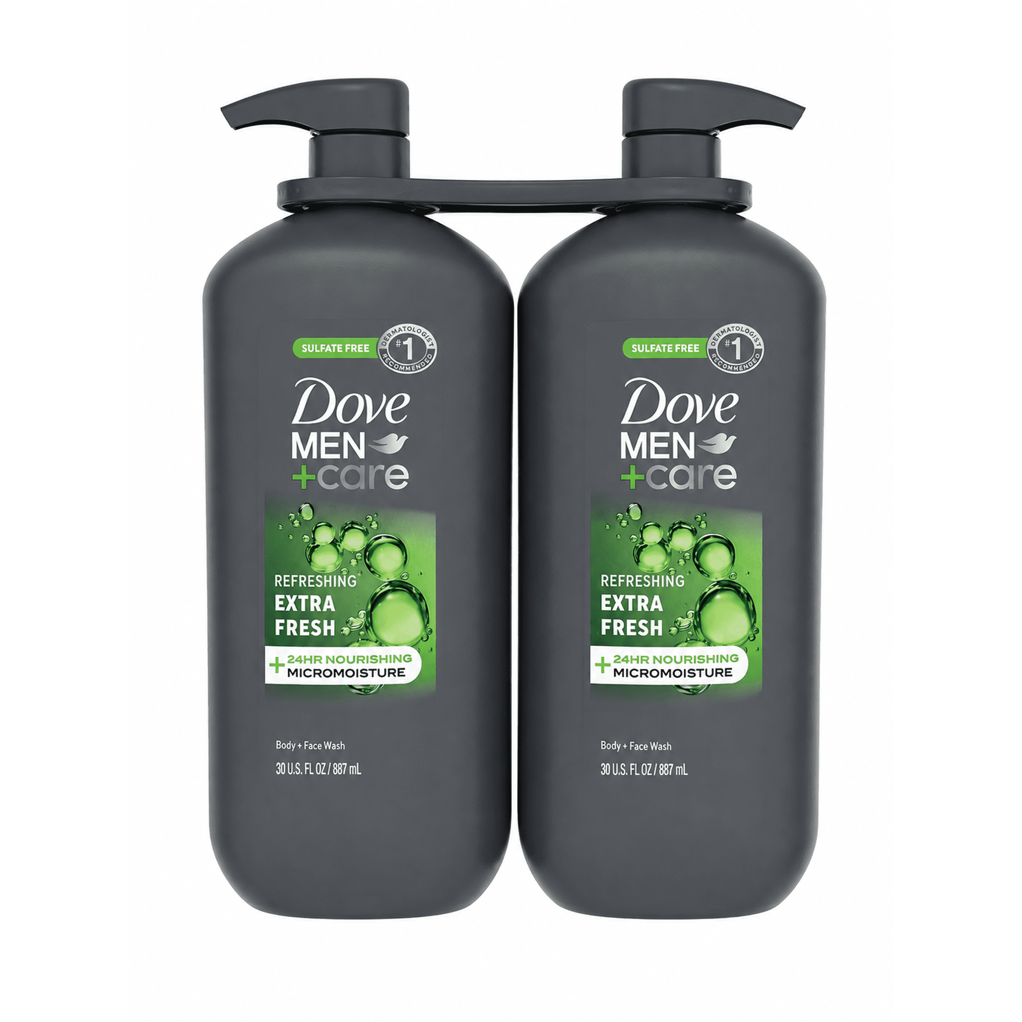 Dove Men+Care Refreshing Extra Fresh Body and Face Wash, Sulfate & Paraben Free, 30 fl oz, 2 Pack