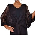 thumbnail image 2 of BLTIBY Womens Hollow Out Cover Up Short Knit Cardigan Shawl Wrap Front Batwing Sleeve Sun Protection Cover ups Black Free Size, 2 of 5