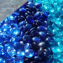 Fire Pit Glass - Aqua, Dark Blue, Light Blue Blend Reflective Fire Glass Beads 3/4" - Reflective Fire Pit Glass Rocks - Reflective Glass Beads for Fireplace and Landscaping