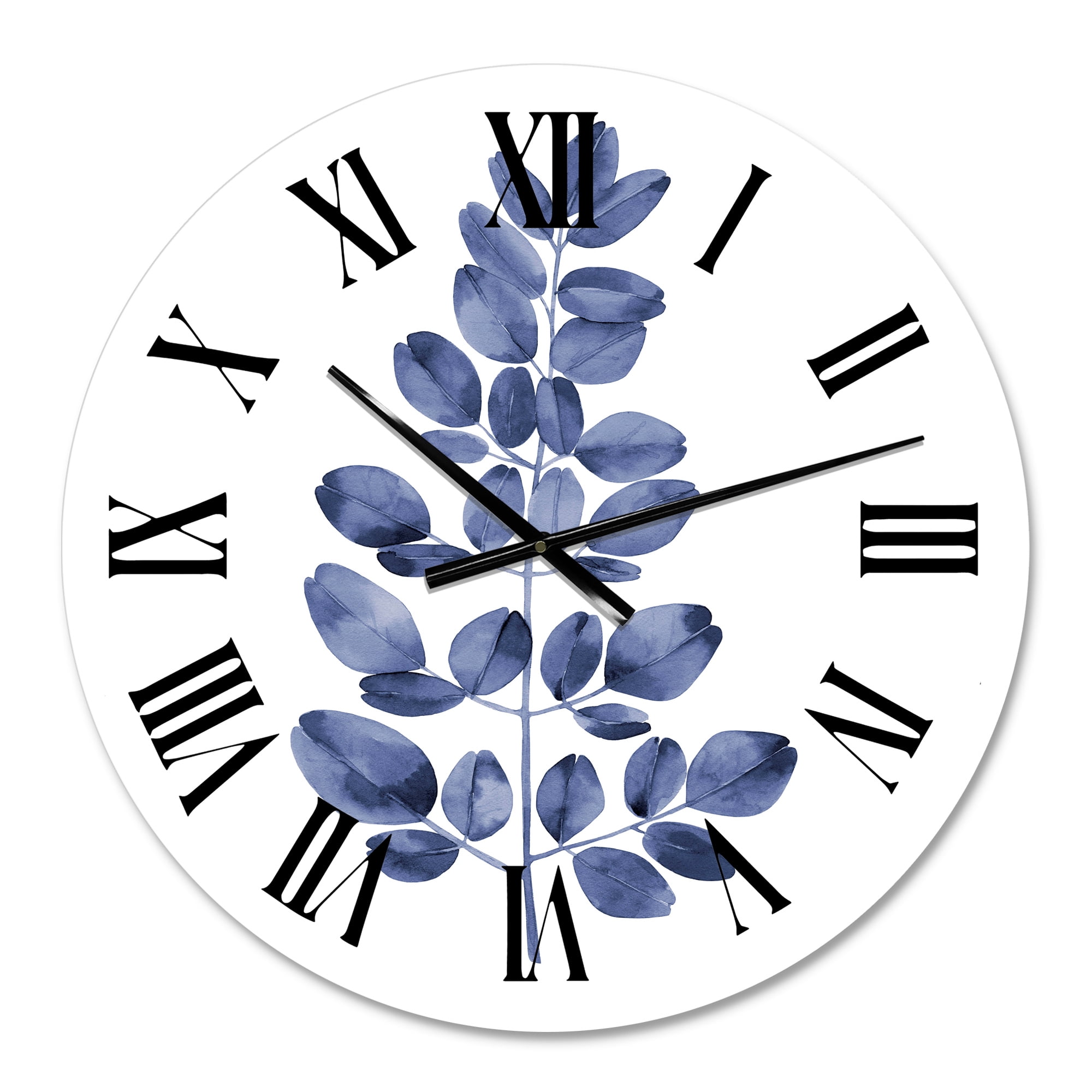 Designart 'Navy Blue Eucalyptus Ii' Traditional Wall Clock