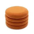thumbnail image 2 of Velvet Fabric Round Ottoman Footstool with Wooden Shelving, Built-In 54l Large Capacity Storage Space for Store Daily Supplies, Orange, 2 of 9