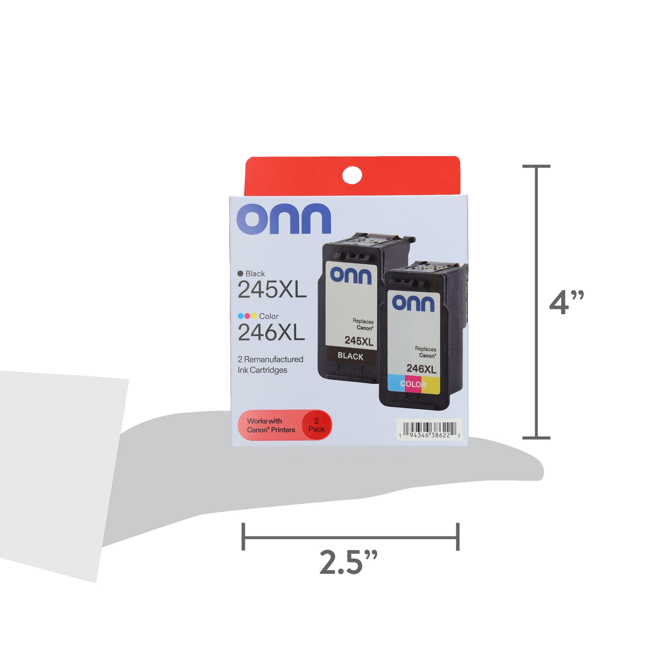 onn Remanufactured Inkjet Printer Cartridges for Canon Printers, Black and Color, 2 Pack