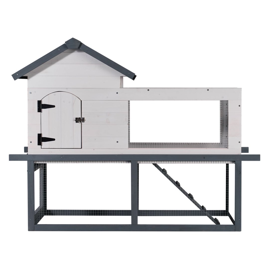 53 Inch 2-Tier Wooden Outdoor/Indoor Waterproof Chicken Coop and Rabbit Hutch Complete with A Roof, Stairs,A Removable Cleaning Tray,Suitable for Small to Medium Pets
