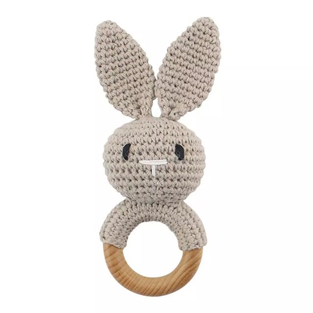 Sonajeros musicales para mordedor de bebé, 1 unidad, sonajero de ganchillo de animales, elefante, jirafa, anillo de madera para bebés, gimnasio Montessori, juguetes para niños Tan Jianjun unisex