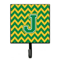 Letter J Chevron Green and Gold Leash or Key Holder